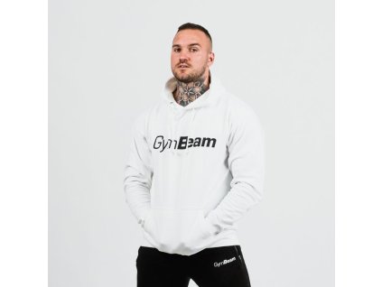 Mikina PRO Hoodie White - GymBeam (Velikost S, Barva bílá)