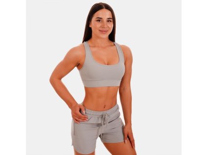 Sportovní podprsenka Mesh Panel grey - GymBeam (Velikost S, Barva šedá)