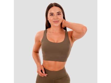 Sportovní podprsenka Cut-Out olive - GymBeam (Velikost M, Barva zelená)