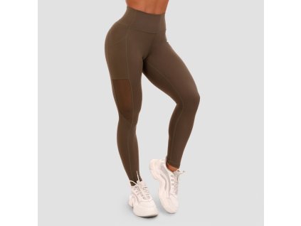 Dámské legíny Mesh Panel olive - GymBeam (Velikost XL, Barva zelená)