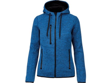 Dámská melanžová pletená fleecová bunda s kapucí (Velikost XS, Barva dark grey melange)