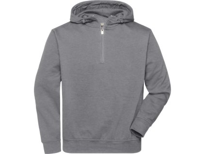 Prac. mikina z bio bavlny, kapuce, "1/4" zip  JN 839 (Barva black, Velikost XS)