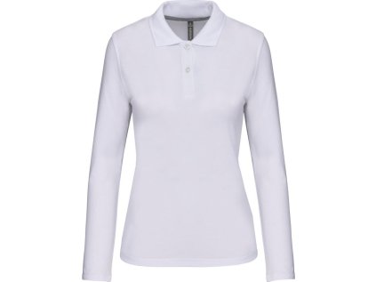 Dámské piqué polo s dlouhým rukávem  K 244 (Barva white, Velikost S)