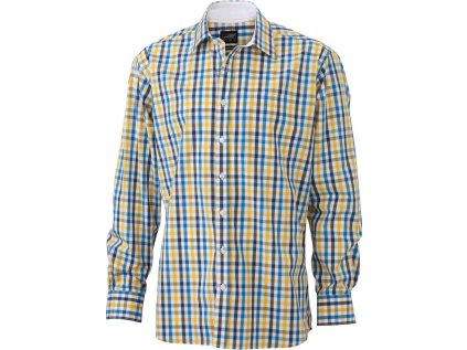 Popelínová kostkovaná košile s dlouhým rukávem  JN 617 (Velikost S, Barva green/white)