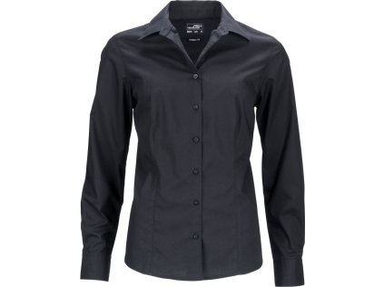 Popelínová business halenka s dlouhým rukávem  JN 641 (Barva white, Velikost XS)