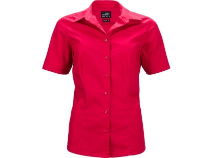 Popelínová business halenka s krátkým rukávem  JN 643 (Barva white, Velikost XS)