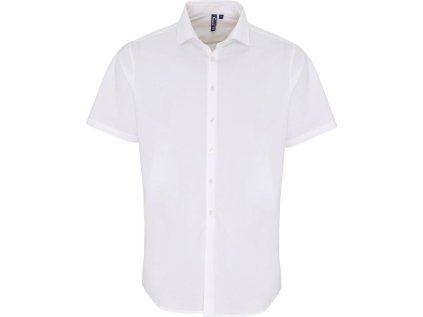 Popelínová elastická košile s krátkým rukávem  PR 246 (Barva white, Velikost XS)