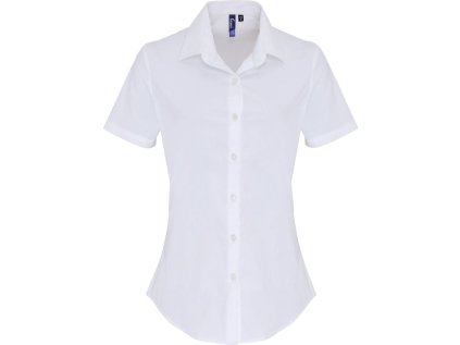 Popelínová elastická halenka s krátkým rukávem  PR 346 (Barva white, Velikost XS)