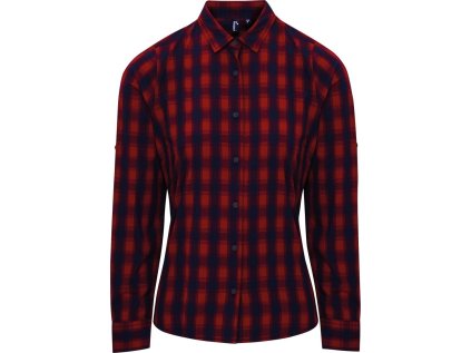 Popelínová halenka s dlouhým rukávem "Mulligan"  PR 350 (Velikost XS, Barva red/navy)