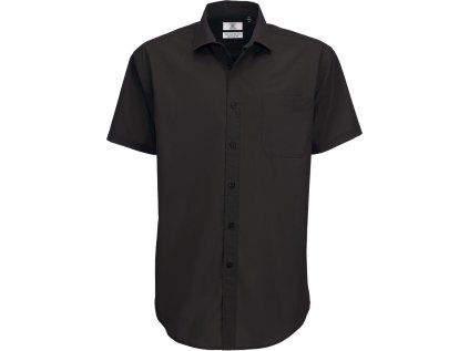 Košile ze smíšeného popelínu s krátkým rukávem  Smart SSL /men (Barva black, Velikost S)