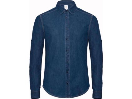 Denim keprová košile s dlouhým rukávem  DNM Vision /men (Velikost S, Barva deep blue denim)