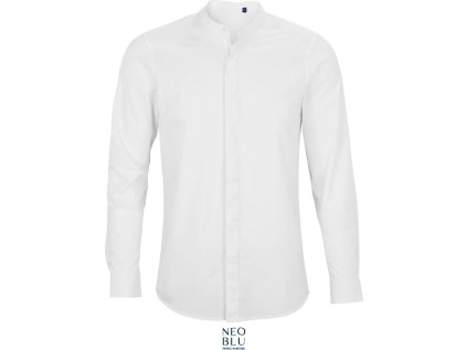 Popelínová košile s dlouhým rukávem a Mao límečkem  Bart Men (Velikost S, Barva beige)