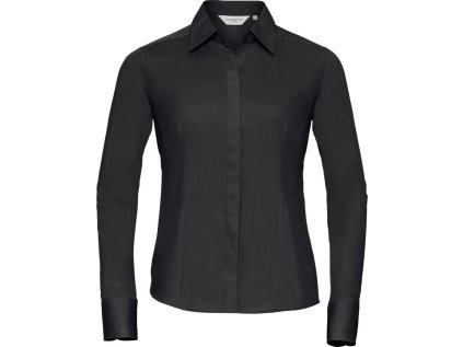 Popelínová halenka s dlouhým rukávem  924F (Barva white, Velikost XS)