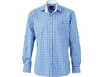 Popelínová kostkovaná košile v tradičním vzhledu  JN 638 (Velikost S, Barva green/white)