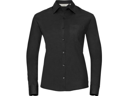 Popelínová halenka s dlouhým rukávem  936F (Barva white, Velikost XS)