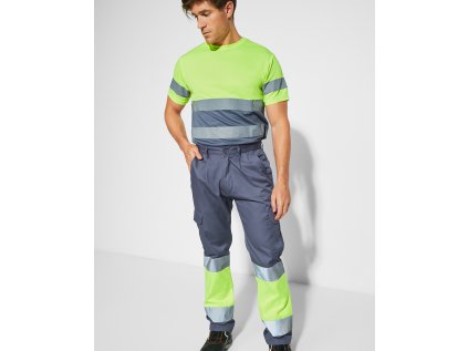 Pánské reflexní kalhoty Naos (Velikost 38, Barva modrošedá/svítivá žlutá (23221))