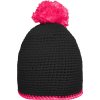 Háčkovaná čepice s kontrastním lemem a bambulí  MB 7964 (Velikost onesize, Barva black/light grey)