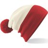 2-barevná pletená čepice s bambulí  B 451 (Velikost onesize, Barva black/bright red)
