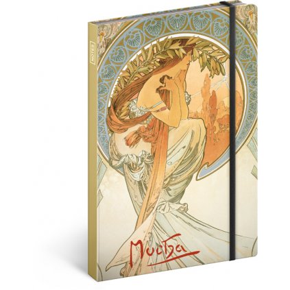 Notes Alfons Mucha – Poezie, linkovaný, 13 × 21 cm