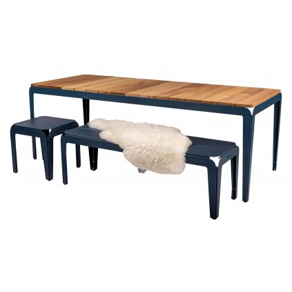 Stůl Bended s dřevěnou deskou 220 cm - šedomodrý Weltevree