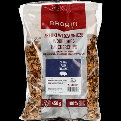 Dřevěné štěpky na uzení/grilování, švestka, 450 g, třída 8