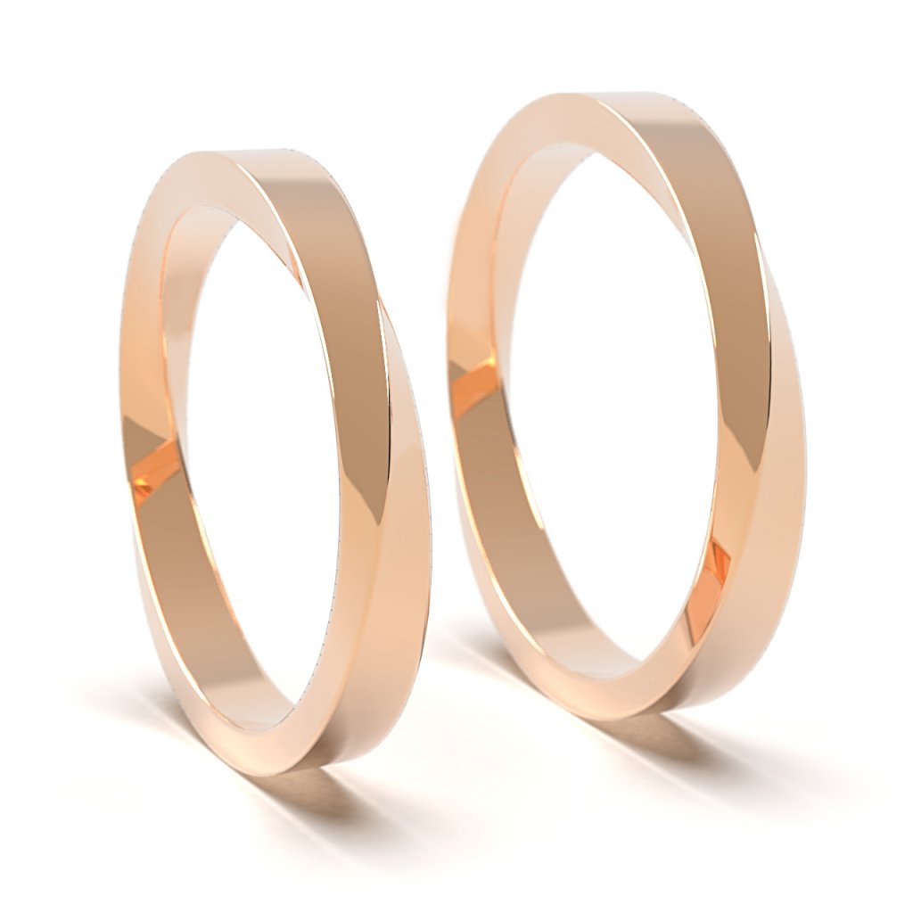 Mobius designový snubní prsten ze žlutého 14kt zlata 3 mm Antonie Lecher