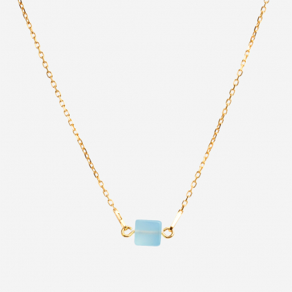 metaformi design jewelry CUBE NECKLACE AQUAMARINE