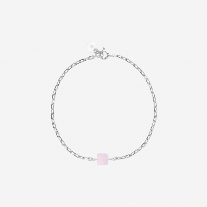 metaformi design jewelry CUBE SILVER BRACELET ROSE QUARTZ