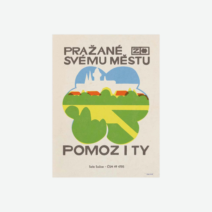 Czechoslovakian Ink retro plakát Pražané svému městu