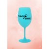 Designová sklenička na víno s potiskem - tyrkysová