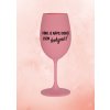 Designová sklenička na víno s potiskem - růžová