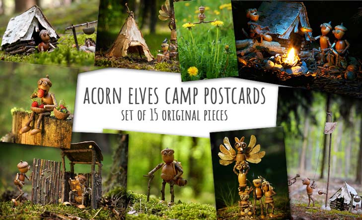 Acorn elves camp postcards
