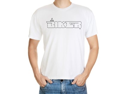 VÝPRODEJ: Bílé cyklistické ascii art triko velikosti XL