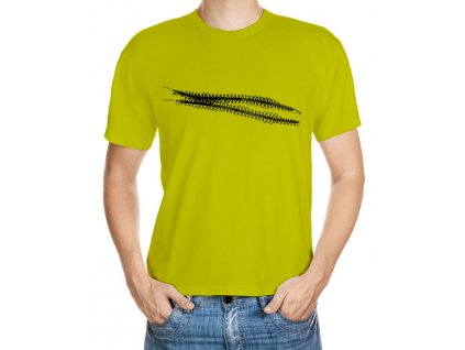 T-shirt with bicycle tire tracks