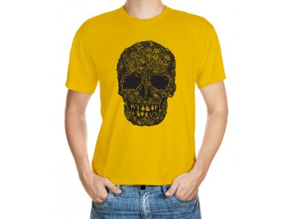 T-shirt with black flower skull - motif 049