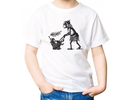 T-shirt with Acorn elf girl and pram