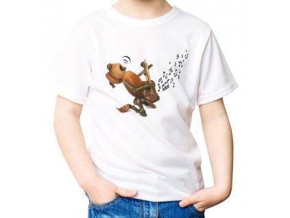 T-shirt with Acorn elf guitarist