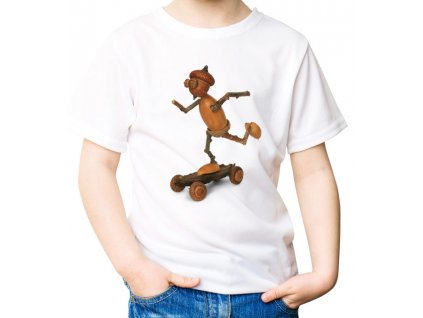 T-shirt with an Acorn elf on a skateboard