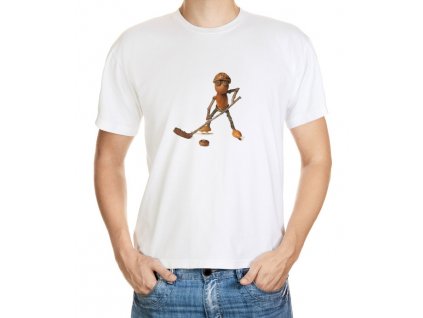 T-shirt with a Acorn elf hockey player