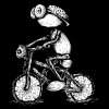 Dark T-shirt with a Acorn elf cyclist illustration - motif 063