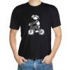 Dark T-shirt with a Acorn elf cyclist illustration - motif 063