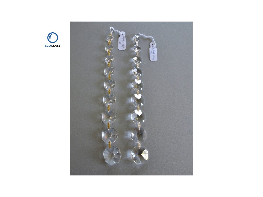 Crystal glass hanger with octagong, length 24 cm