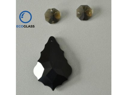 Black trimmings - Octagon 14mm - Crystal glass
