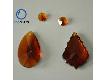 Crystal glass Topaz trimmings - Pearshape 63mm