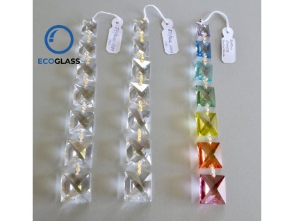 Crystal glass hanger with squares, length 19 cm