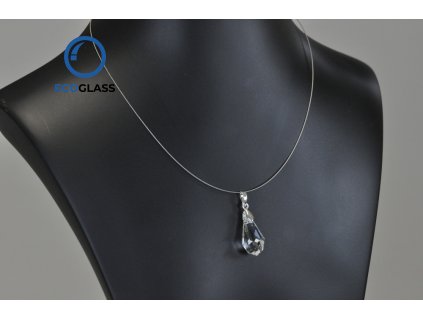 Crystal Glass drop 38mm on lanyard