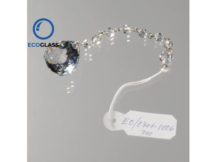 Crystal glass hanger with 20 mm ball and beads, length 11 cm