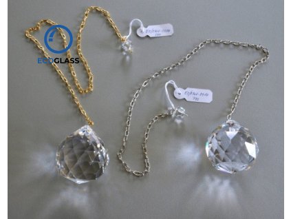 Crystal glass ball 50 mm on a chain, length 57 cm