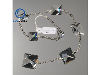 Crystal glass hanger with squares with a chain, length 50 cm