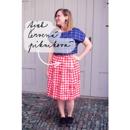 Sukně Matylda - Červená pikniková